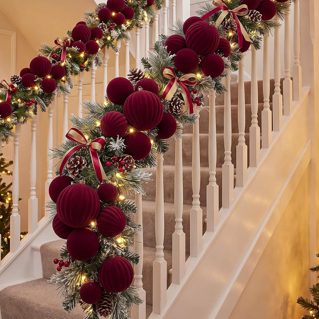 48 Pcs Burgundy Christmas Ball Clusters Ornaments Xmas Tree Decor