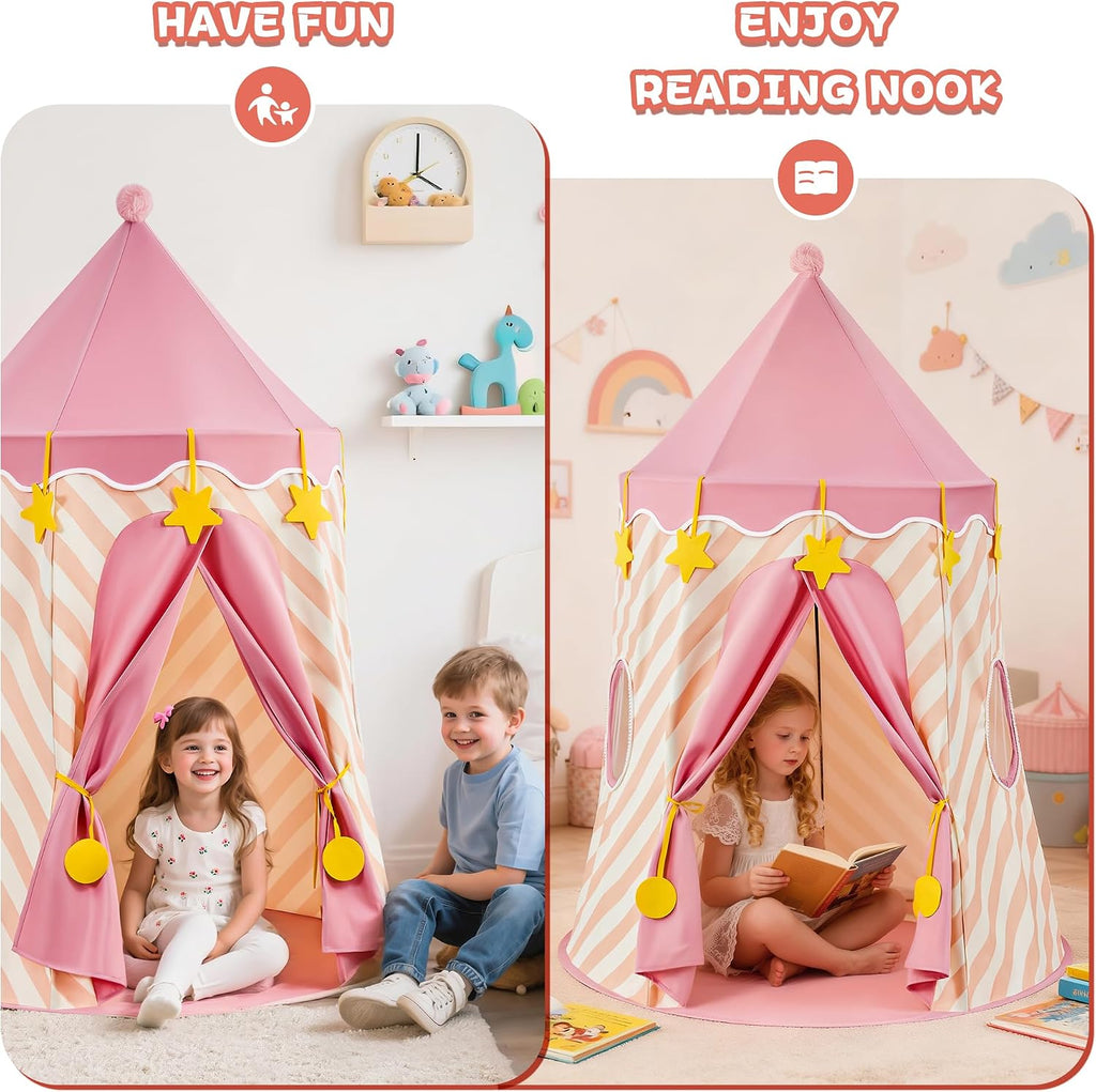 Kids Play Tent, Princess Castle Pop Up Tent Kids with Star and Window, Portable Toddler Play Tent Indoor Outdoor