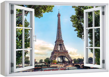Canvas Print Wall Window View Eiffel Tower Champ de Mars Paris France Wilderness Nature Photography Realism Scenic