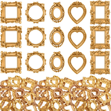 50 Pcs Gold Mini Vintage Picture Frames Bulk
