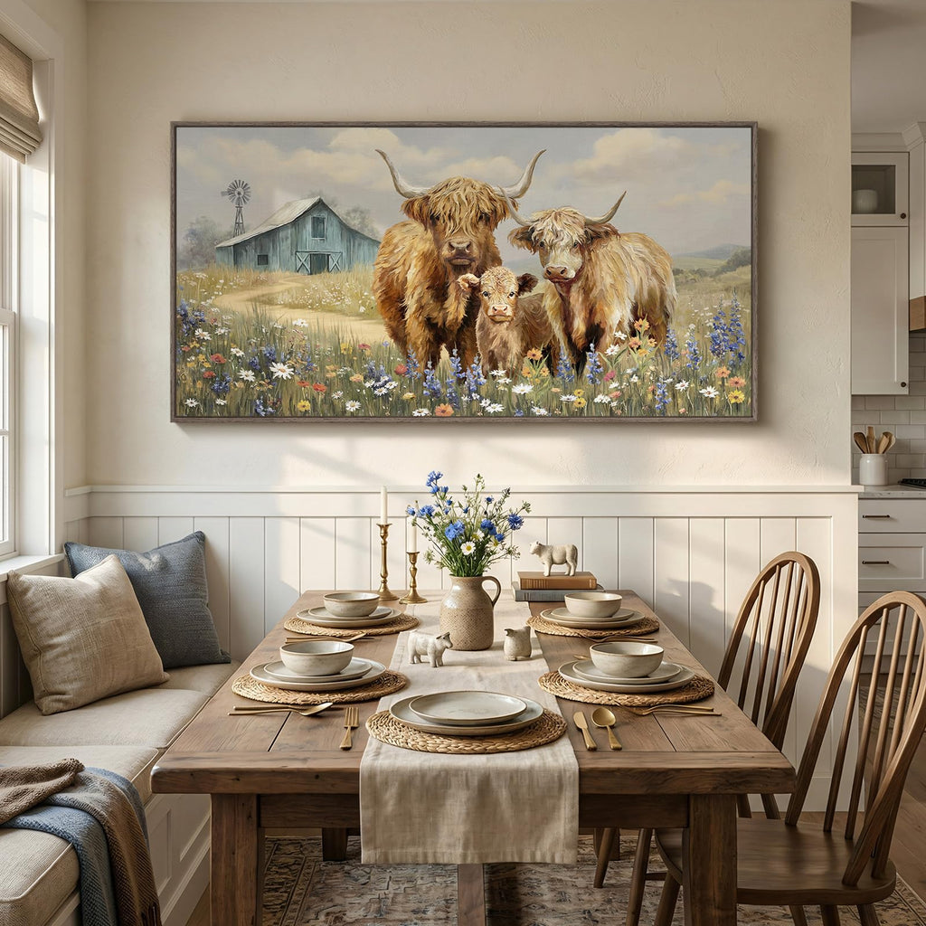 Large Highland Cow Wall Art, 60x30 In