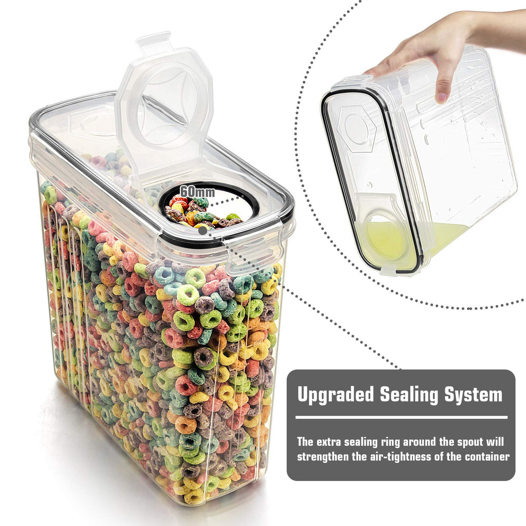 Cereal Storage Containers Set, Large BPA Free Plastic Airtight Food Storage Containers 4L for Flour, Sugar, 6 Piece