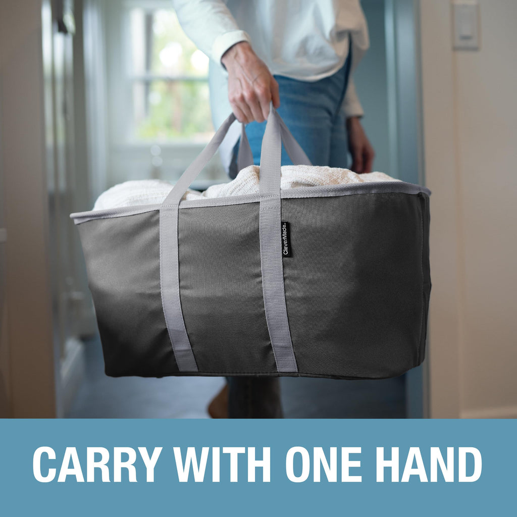 Collapsible Laundry Baskets, 50L Tote 2 Pack, Charcoal