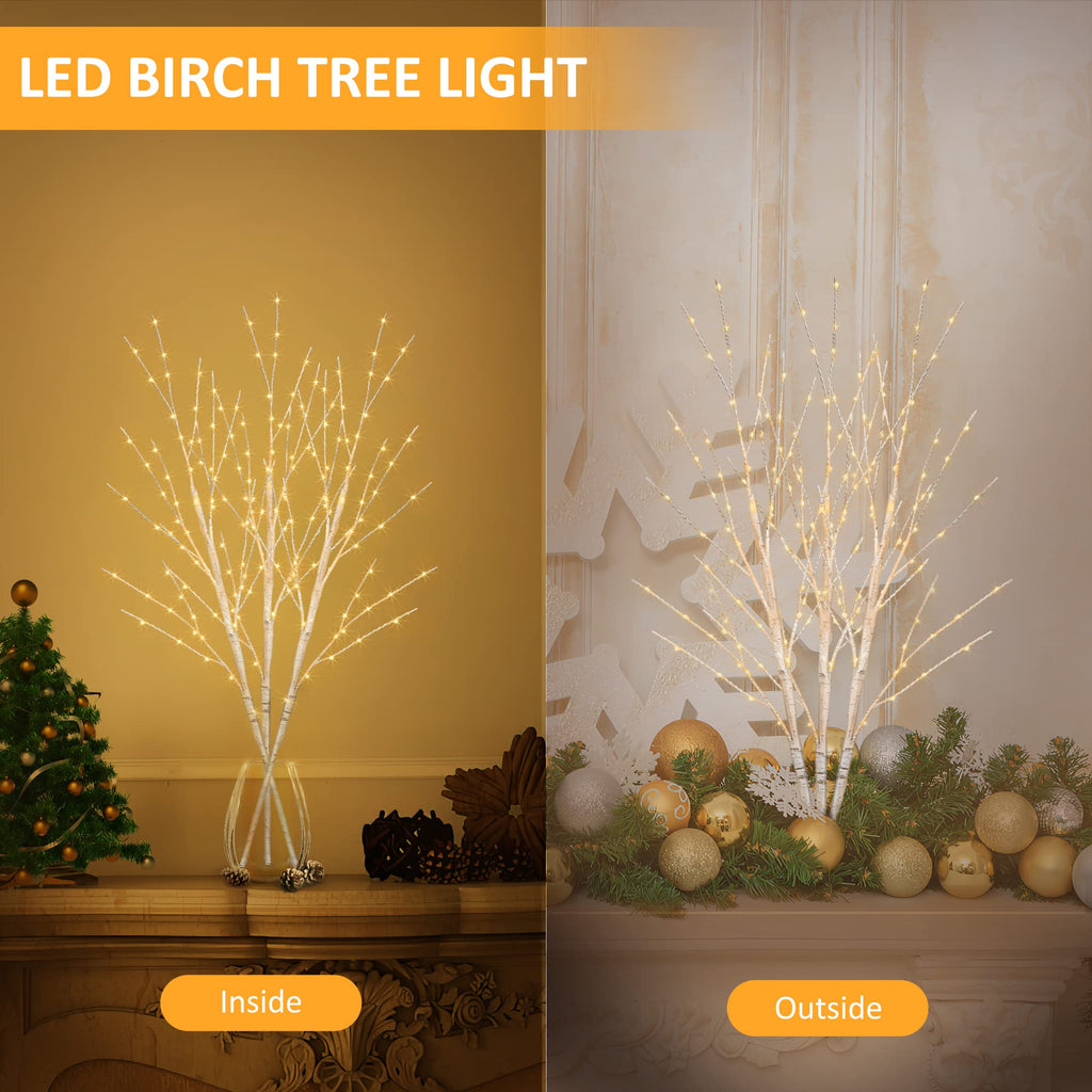 Lighted Birch Tree Branches 33IN with Timer Light up Branches