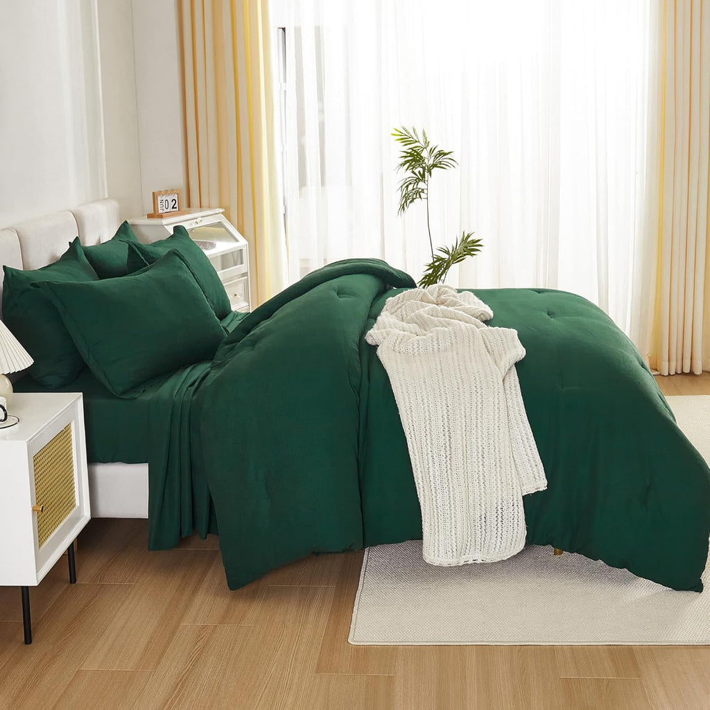 Litanika Queen Comforter Set Dark Emerald Green