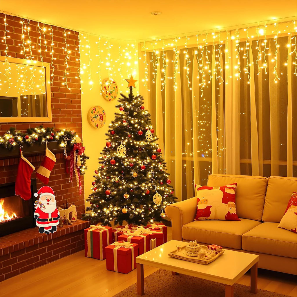 Icicle Lights for Outside 33FT 400 LED Warm White Christmas Lights