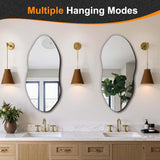 Irregular Wall Mirror,32"x14" Slim Vertical Wavy Design,Frameless Decorative Mirror ,Modern Boho Wall-Mounted