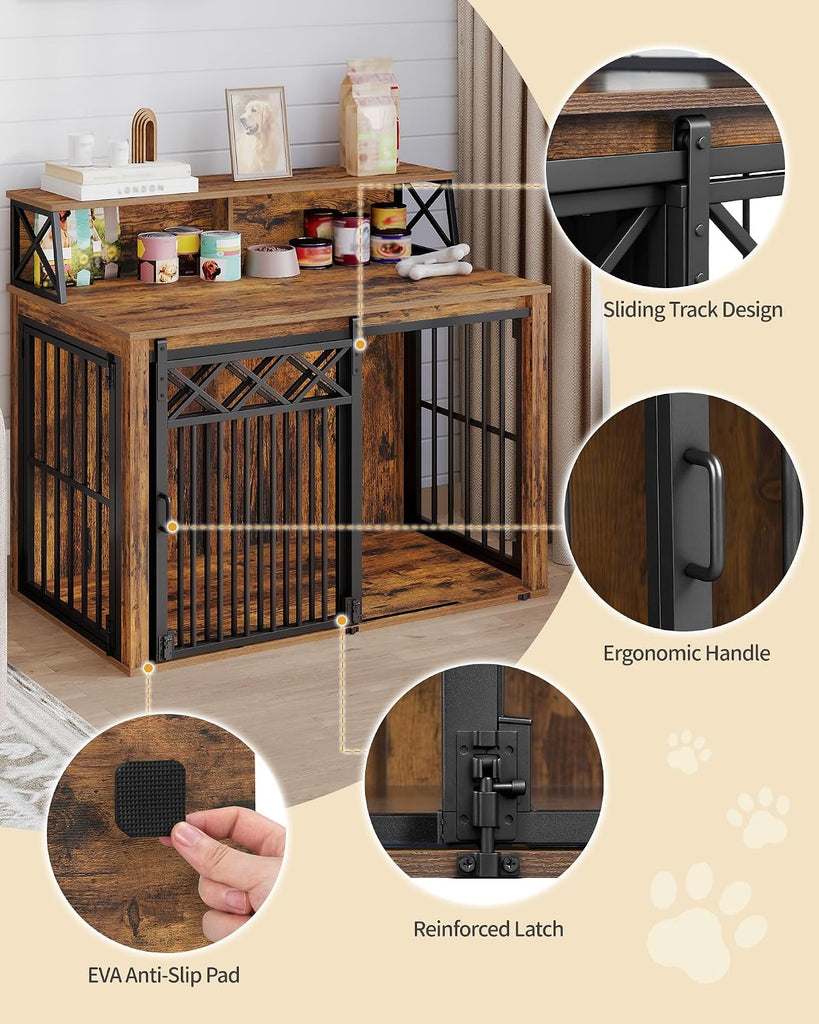 Dog Crate Furniture, Dog Kennel Indoor with Storage Shelf