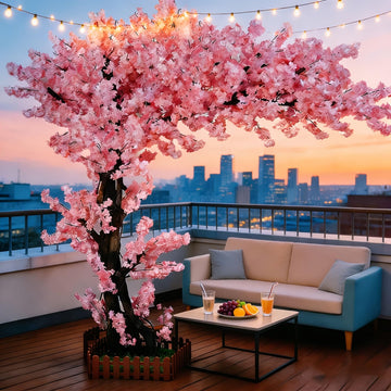 8.2FT Tall Artificial Cherry Blossom Trees Large for Indoor Outdoors, Pink Faux Fake Cherry Blossom Tree for Wedding