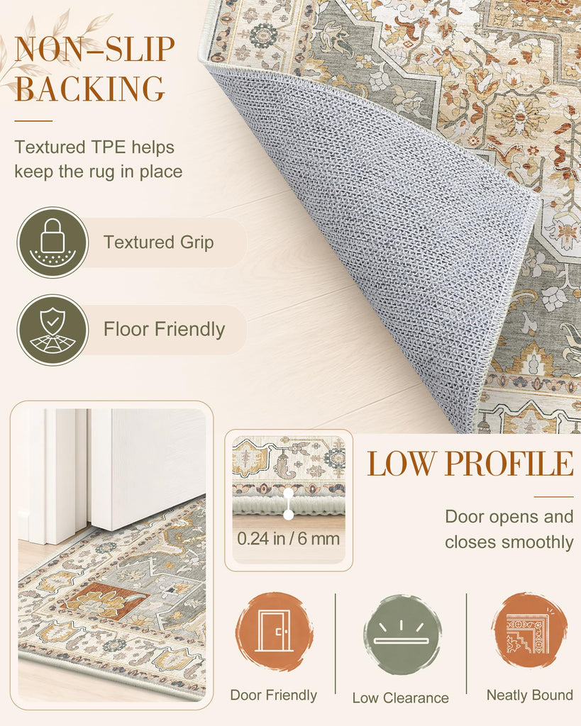 2x7 Washable Runner Rug, Soft Non Slip Carpet Kitchen