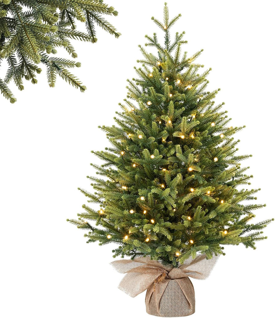 3ft Prelit Artificial Mini Christmas Tree for Tabletop Desk Decor