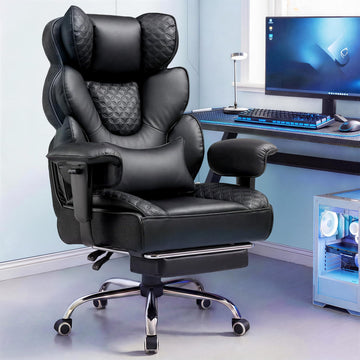 Big and Tall Gaming Chair Ergonomic Heavy Duty Office Chair Racing Seat with Adjustable Lumbar Pillow Footrest 150°