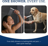 All Metal 8 Inch Dual Square Shower Head with Handheld Spray Combo, Rain Shower Head, Adjustable Extension Arm