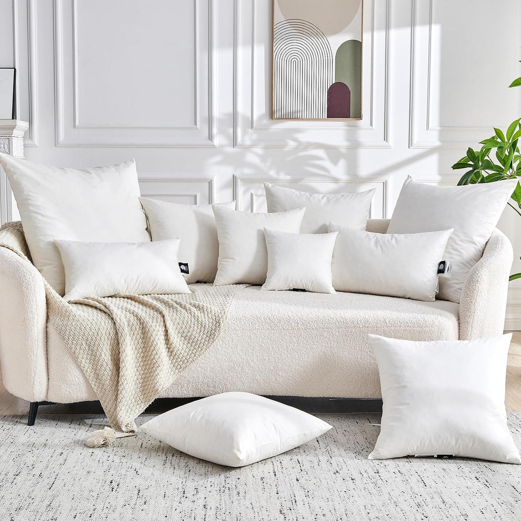 Ogranic Feather Down Lumbar Pillow Insert 12x20, White - Set of 2