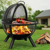 Globe Fire Pit with BBQ Grill - Spherical Wood Burning Fire Ball