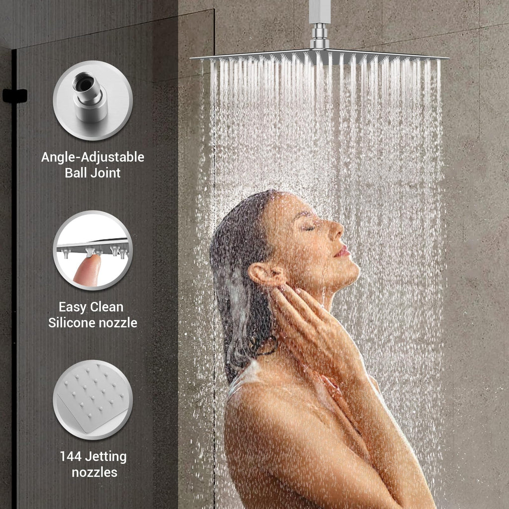 Full Body Shower System with 6 PCS Body Spray Jets & 12'' Rain Shower Head & Handheld, Ceiling Mount Rain Shower