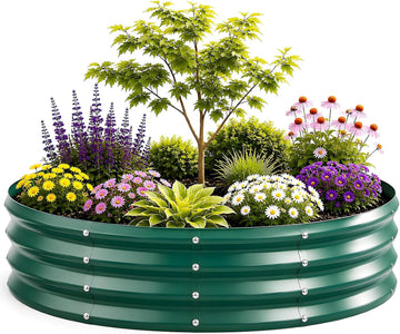 5FT Round Raised Garden Bed, Heavy Duty Galvanized Metal Planter Box for Vegetables, Flowers & Herbs, Rust-Resistant