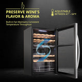 33 Bottle Dual Zone Wine Cooler Refrigerator w/Lock - Large Freestanding Wine Ce