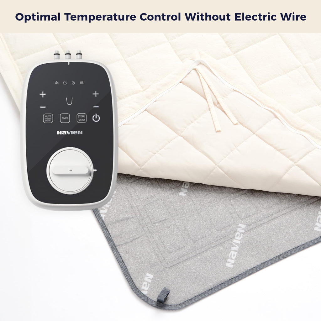 EQM350 Water Heated Mattress Pad King Size, Fast Heating Water Bed Warmer, Dual-Zone Temp Control, Low EMF, Water