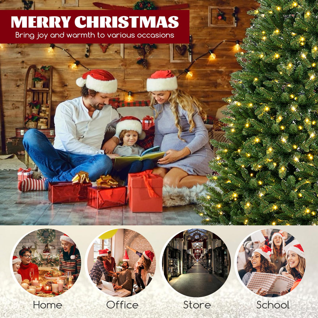8 FT Pre-Lit Corner Christmas Tree w/ 360 Warm White LED Lights