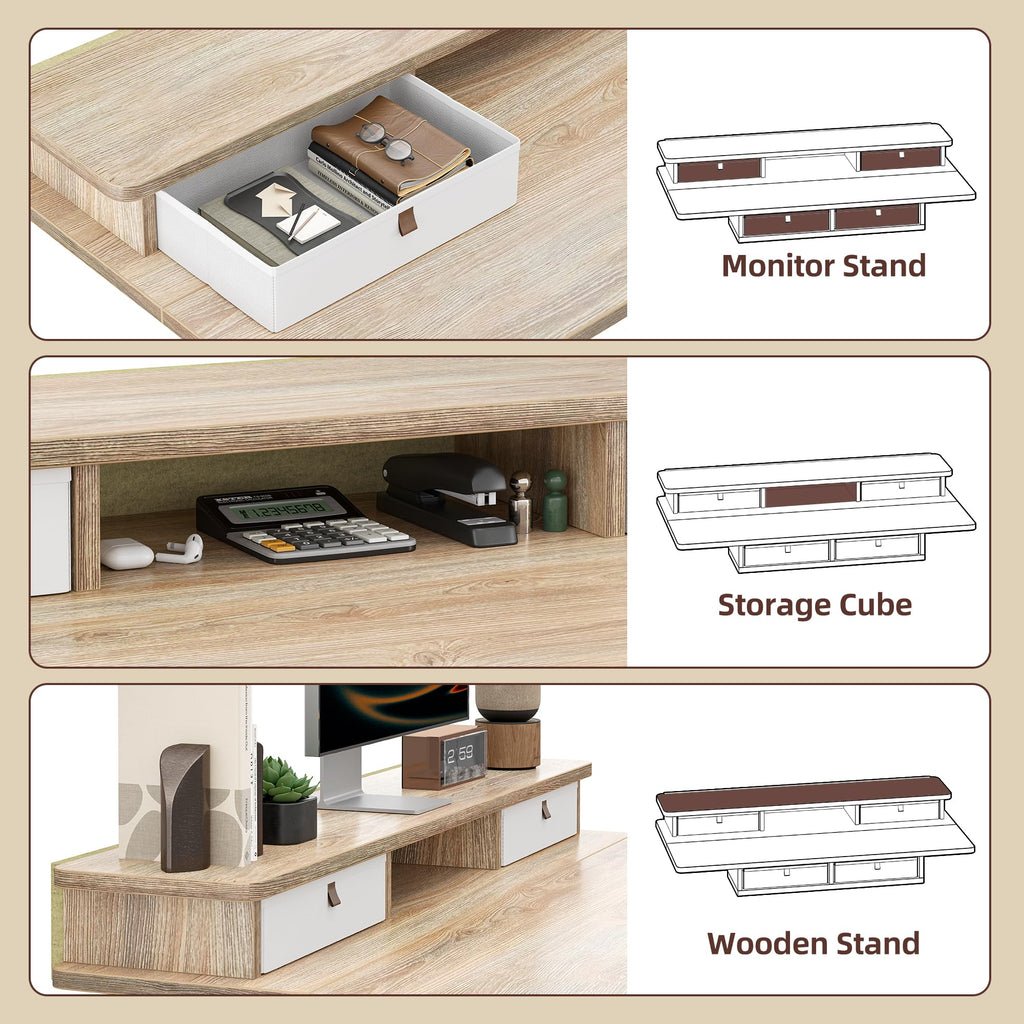 48 * 28 Inch Standing Desk with Four Drawers, Electric Sit Stand Table, Stand Up Desk Adjustable Height with Storage