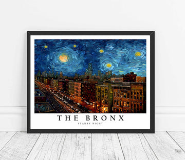 The Bronx Black Framed Art Print Poster, Van Gogh Starry Night Theme Black Framed Wall art Painting Decor, Art Home