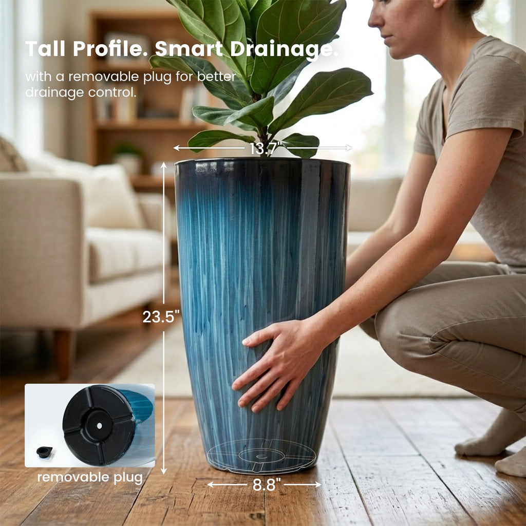 23.5" H. Tall Planters for Outdoor Plants, Large Plant Pots Set of 2