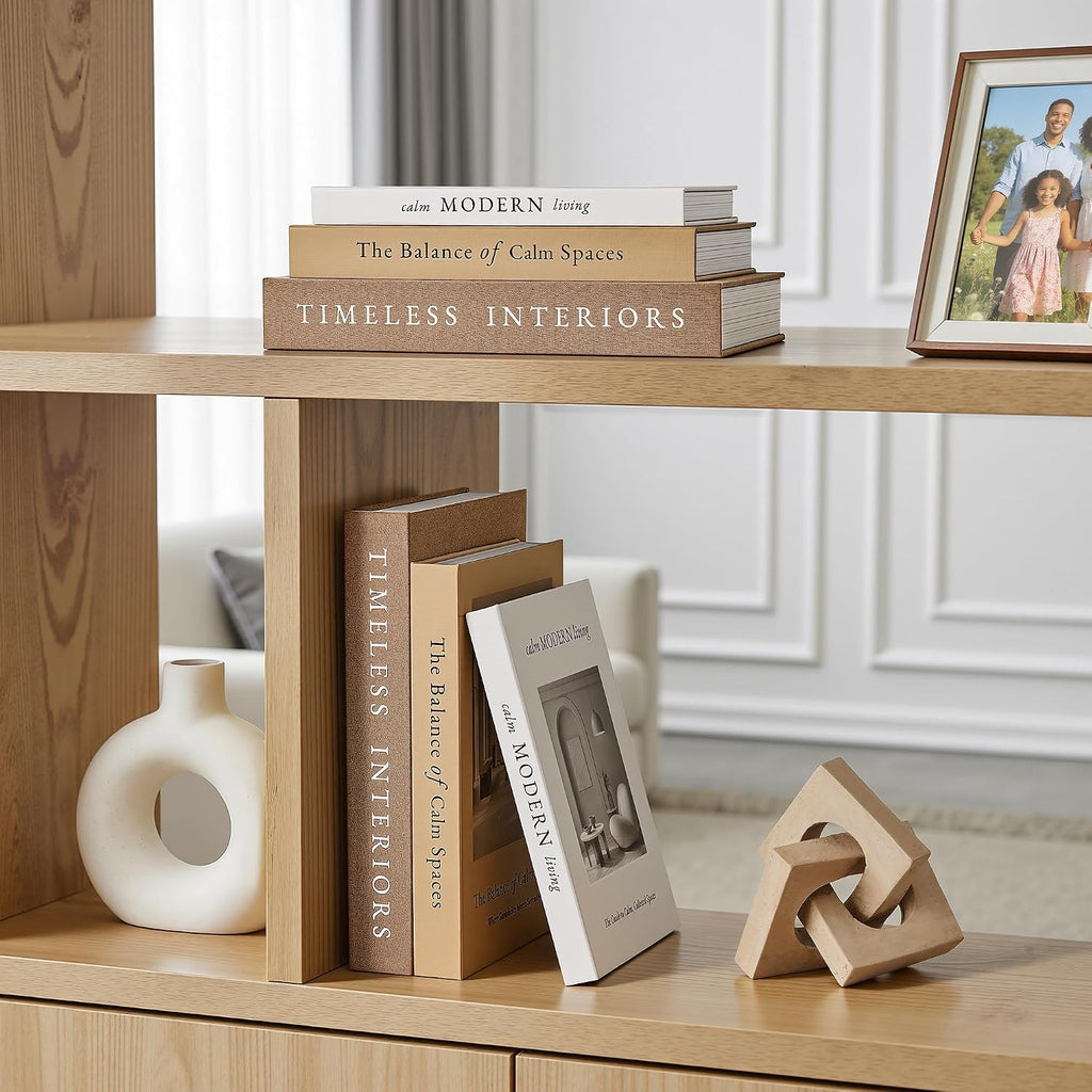 Decorative Books, Set of 3 Fake Book Storage Boxes, Oatmeal | Modern Home Decoration with Hidden Storage Room for