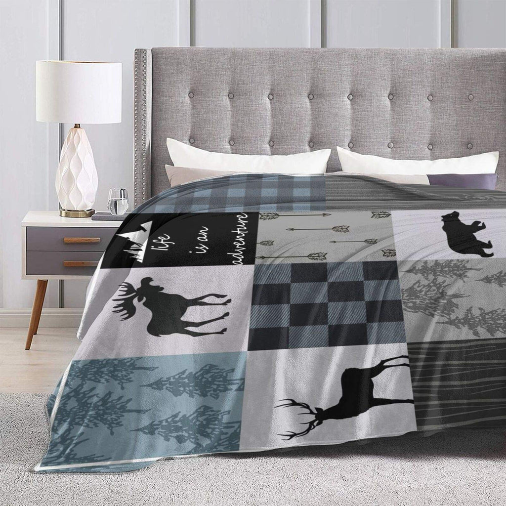 Rustic Throw Blanket Lodge Bear Blanket Moose Throws Deer Throws Soft Camping Gifts for Men Women Plush Sofa Travel