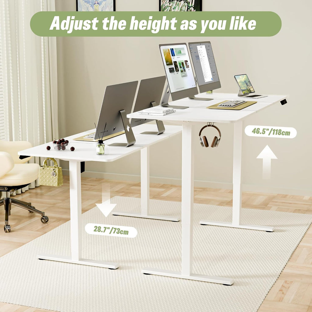 55"x24" Standing Desk, Height Adjustable Sit-Stand Office,White | Electric Adjustable Standing Desk, Sit to Stand