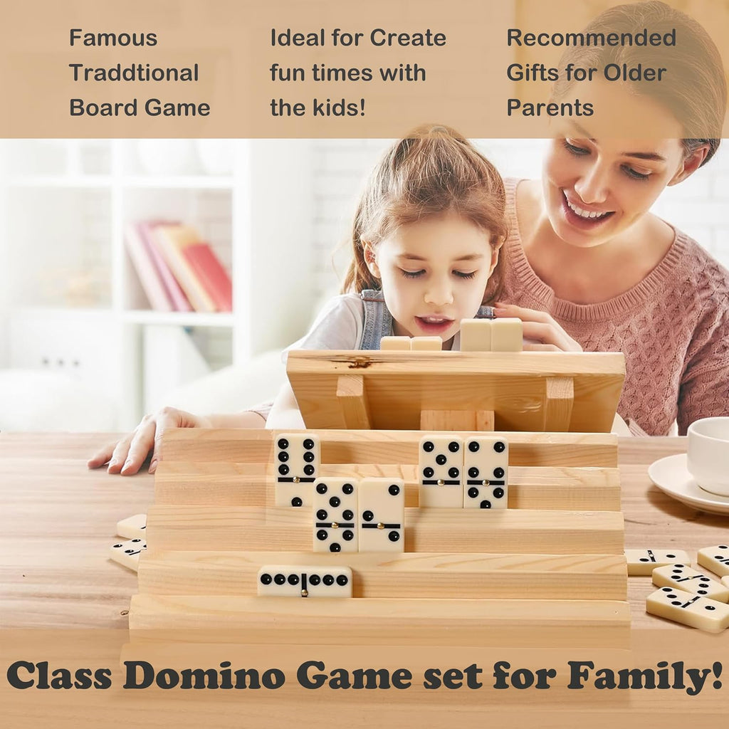Dominoes for Adults, Double 6 Domino Set 28 Tiles in Wood Case - Set of 28