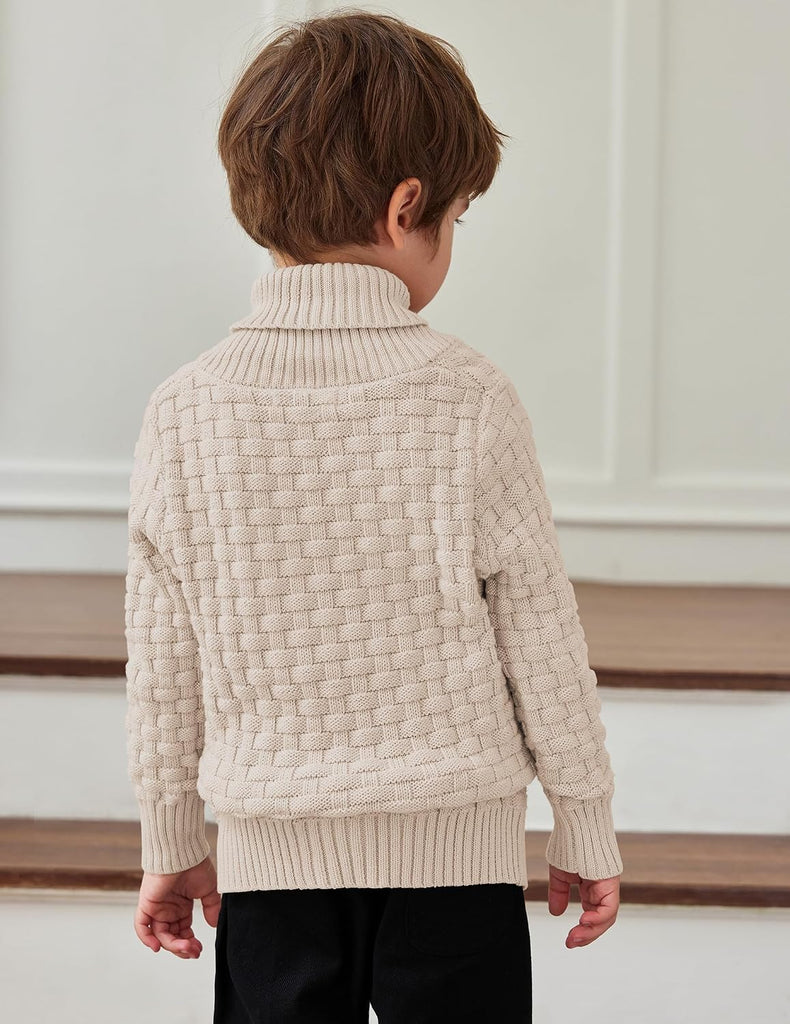 Boys Crewneck Long Sleeve Textured Ribbed Edge Pullover Sweaters Button Up Knitted Sweater Tops