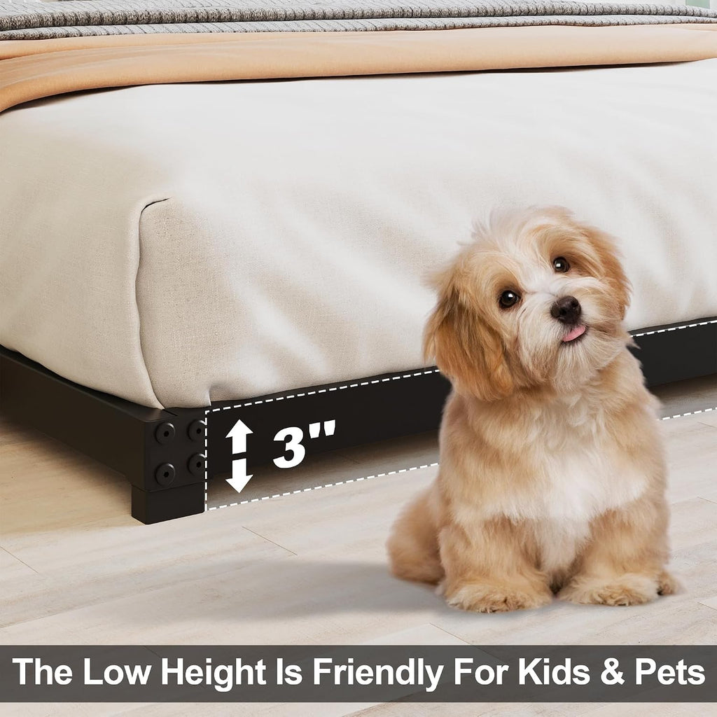 3 Inch Low Profile Bed Frame Heavy Duty Floor Platform
