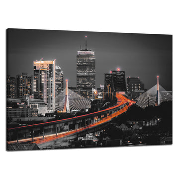 Boston City Wall Massachusetts Wall Decor Black and White City Pictures Boston Skyline Canvas Print Poster Painting