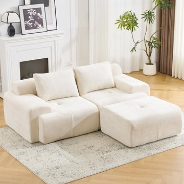 85" Modular Sectional Sofa, Chenille Upholstered Boneless Couch, Modern Deep Seat Cloud Sectional Couches, Oversized