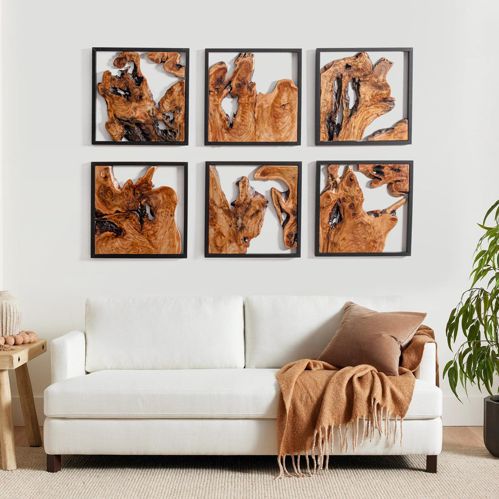 Cedar Wall Sculptures, Set of 2, Live Edge Wood Art