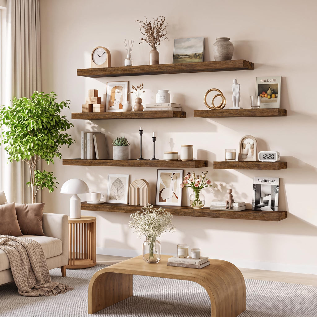Long Floating Shelves for Wall 2Pack|Rustic Brown|55" Lx12 D