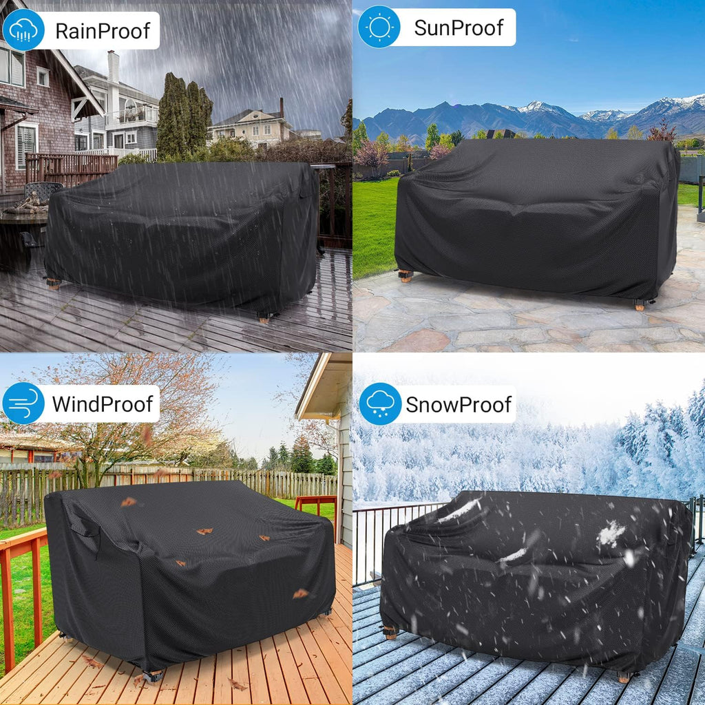 3-Seater Outdoor Patio Sofa Cover Waterproof 78"W×33"D×32"H Black | Outdoor Couch Cover, Heavy-Duty All-Weather