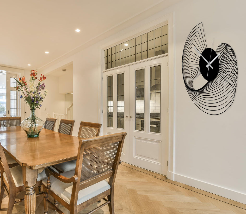 Abstract Large Metal Wall Clock - Modern Kinetic Sculpture Wall Art | Unique Geometric Silent Clock & Contemporary