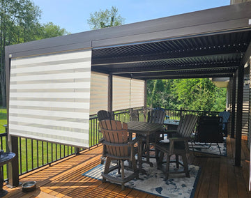 Outdoor 12' × 20' Louvered Pergola with Screens and Patio Adjustable Aluminum Canopy Retractable Metal Roof for Deck