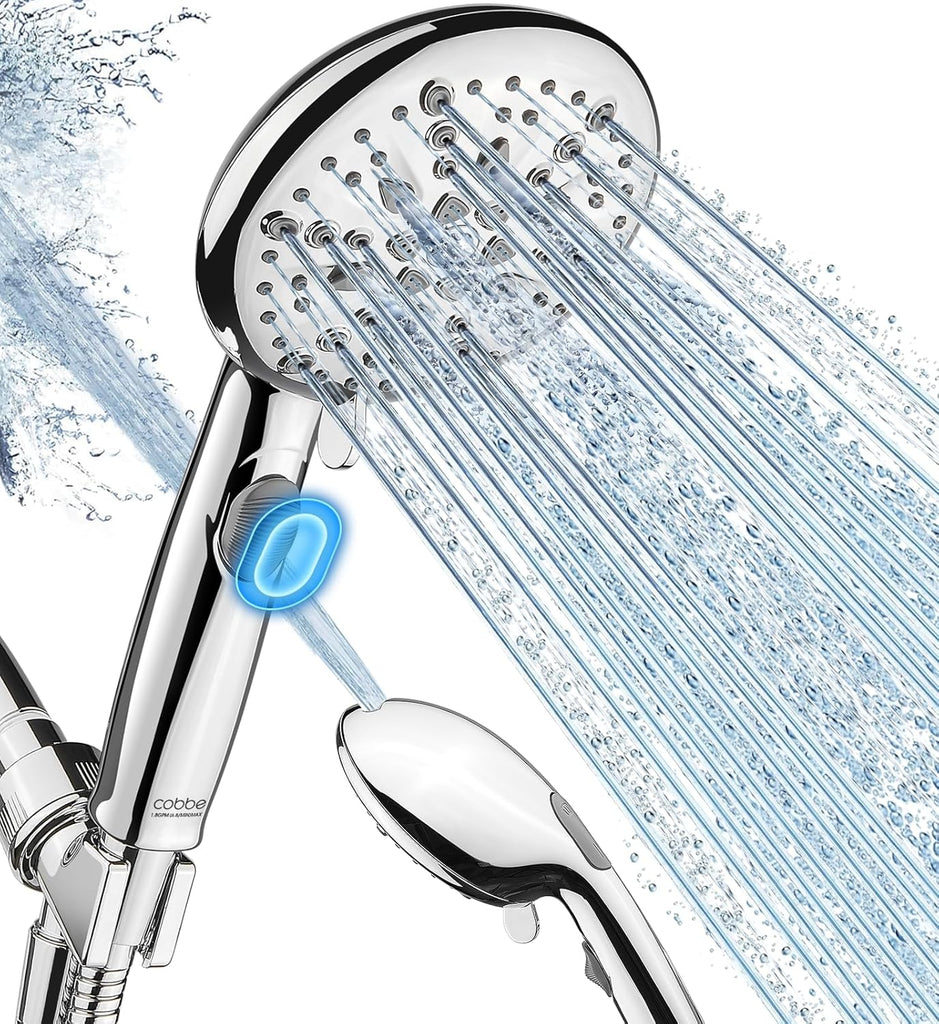 9-Function Shower Head with Built-in Power Spray, 1.8 GPM Water Saving ON/OFF Toggle Switch