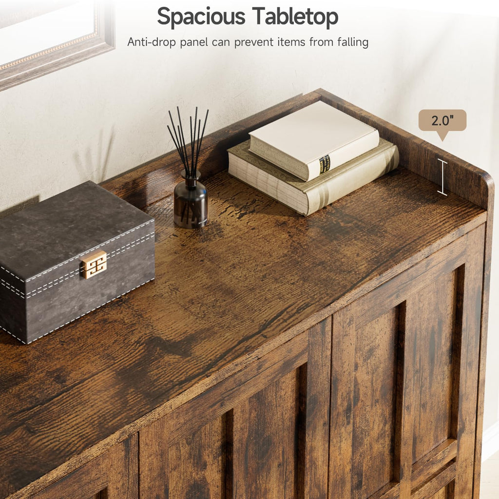 Shoe Cabinet with 3 Doors & Adjustable Shelves (Rustic Brown)