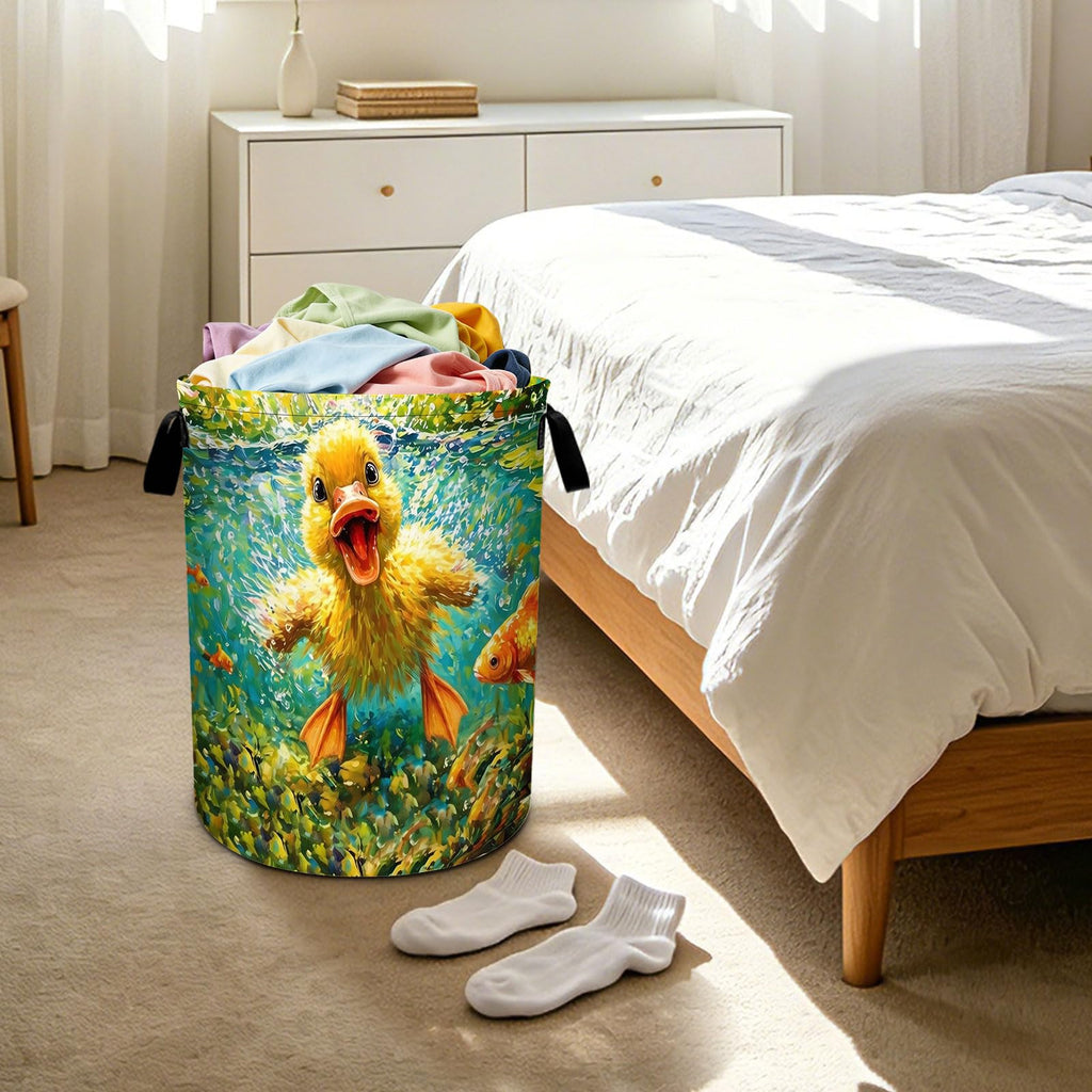 Duck Fish Laundry Basket Foldable Laundry Hamper With Handles Clothes Storage Bucket Organizer Laundry Bag Bathroom