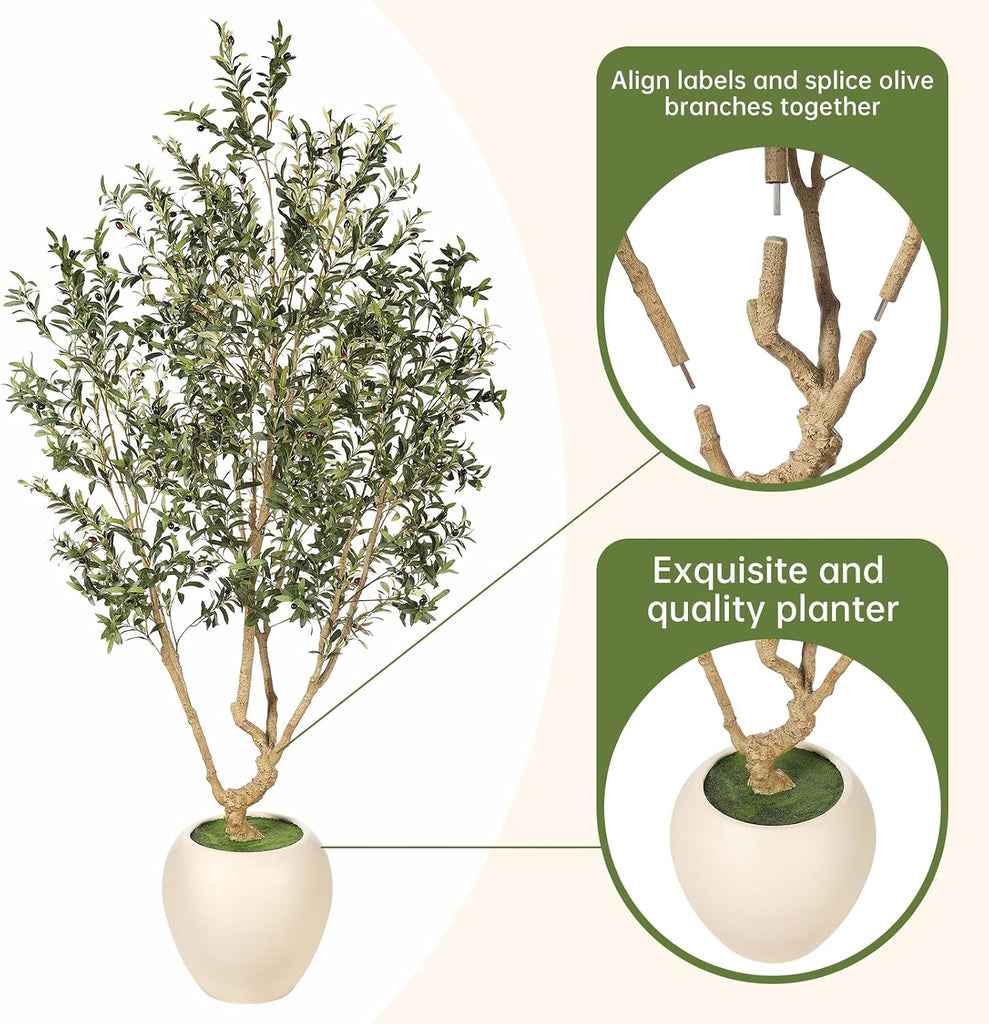Tall Faux Olive Tree 8ft with 18in Large Exquisite Planter