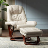 Modern Reclining Swivel Lounge Chair and Ottoman — Faux Leather