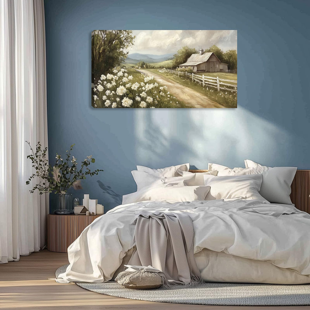 Rustic Farmhouse Canvas Wall Art Decor Nature Scenery Countryside Picture Canvas Painting Landscape Wall Poster