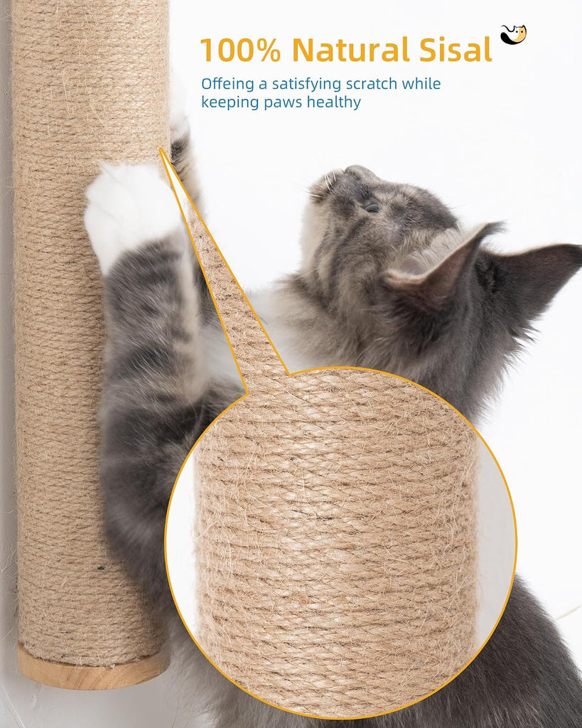 68" Wall Mounted Cat Scratcher, 2Pcs of 34in Sisal Scratching Posts