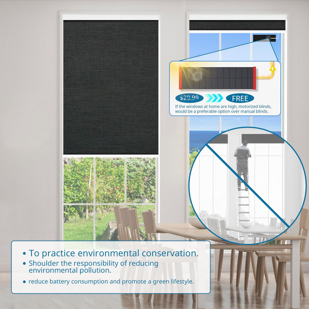 Motorized Blinds with Remote Control, Custom Blackout Smart Blinds [with Cover], Electric Blinds with Complimentary