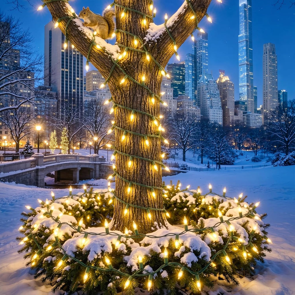 150 LED Warm White Christmas Lights, UL Certified 22# Green Wire 50 Ft, Commercial Grade Decorative Lighting String
