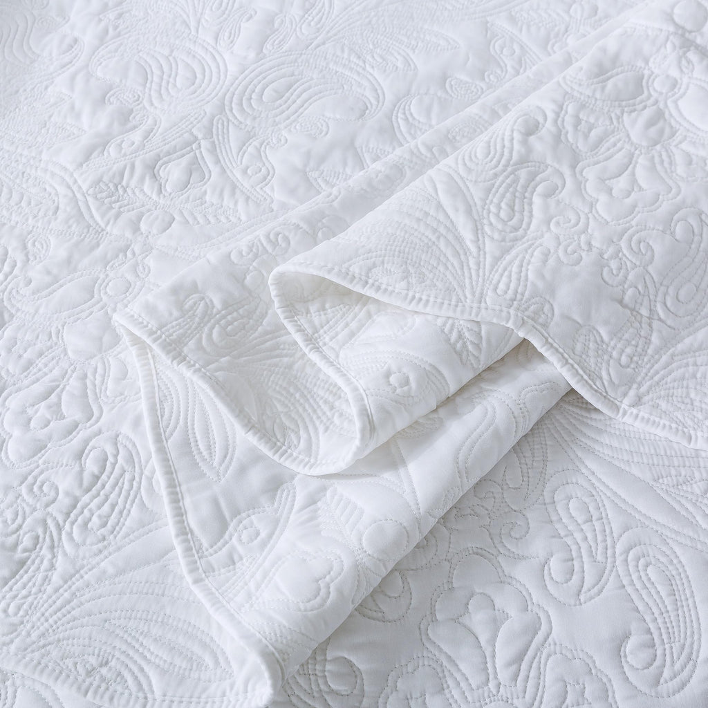 Oversized Queen Bedspreads 110x106- Queen Size Quilt Bedding Sets 3-Piece, Paisley Coverlets Lightweight Bedlinen Set